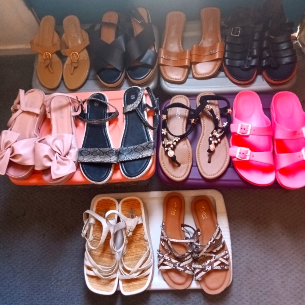 Women's Sandals Summer Collection - Various Colors, Brands Wholesale Lot 10 Pair